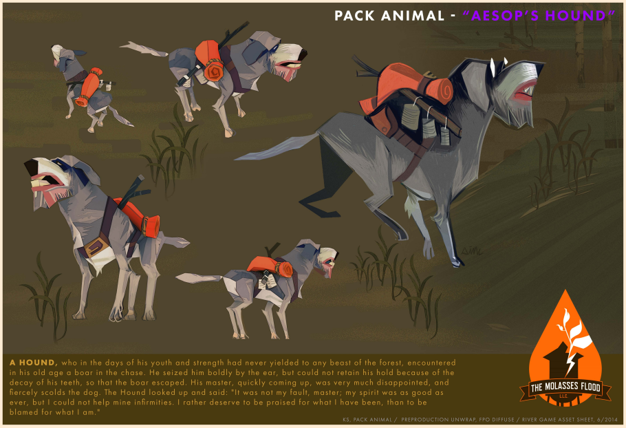 Detailed concept art of your companion, a hound dog.